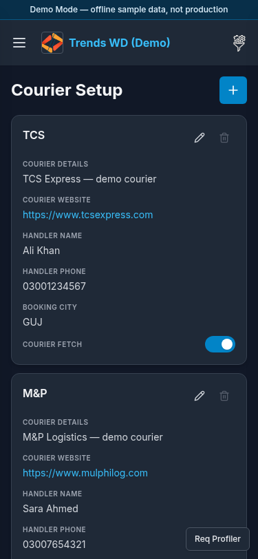 Mobile Courier Setup