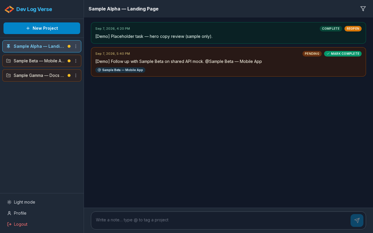 Project chat with notes