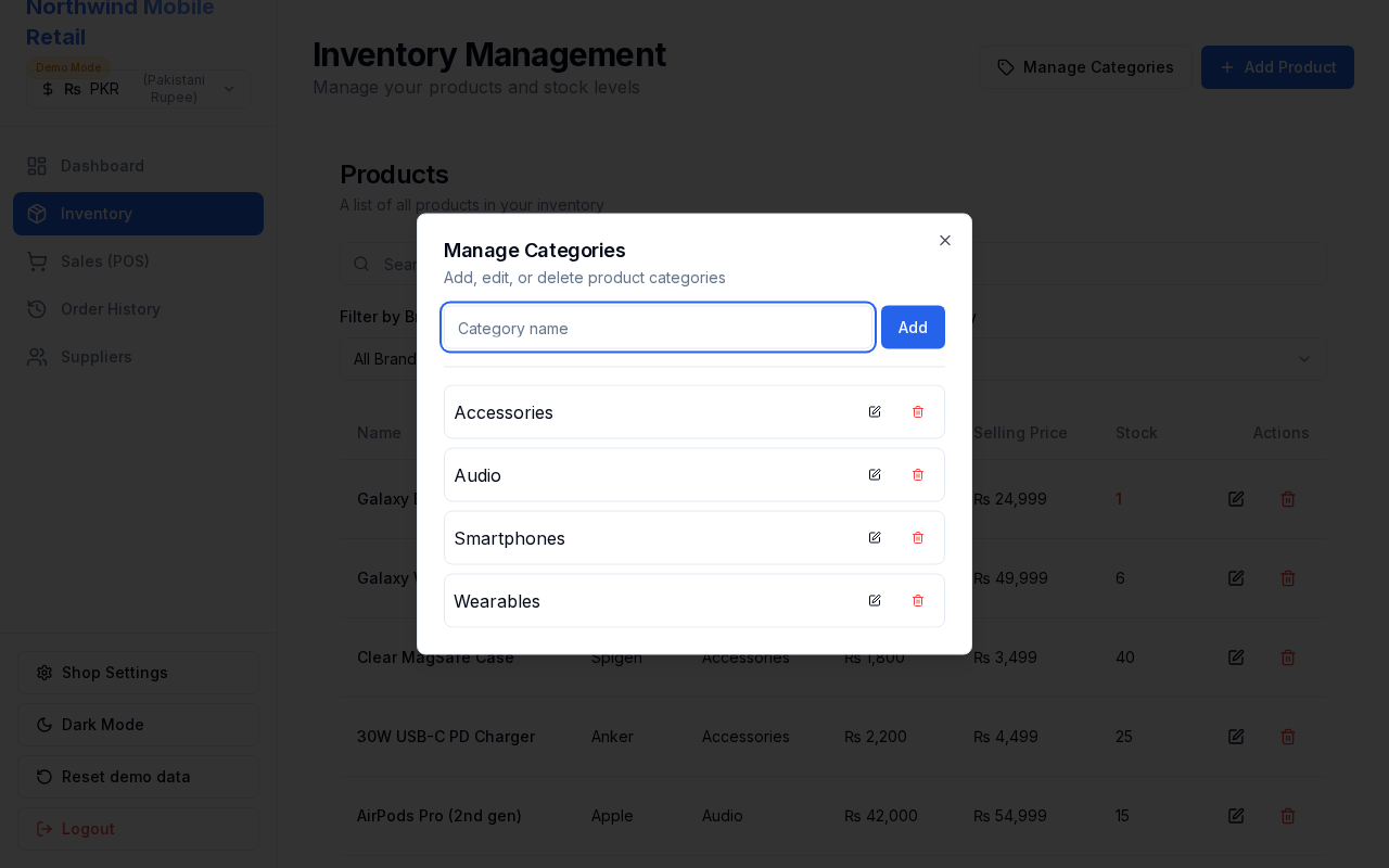 Manage Categories