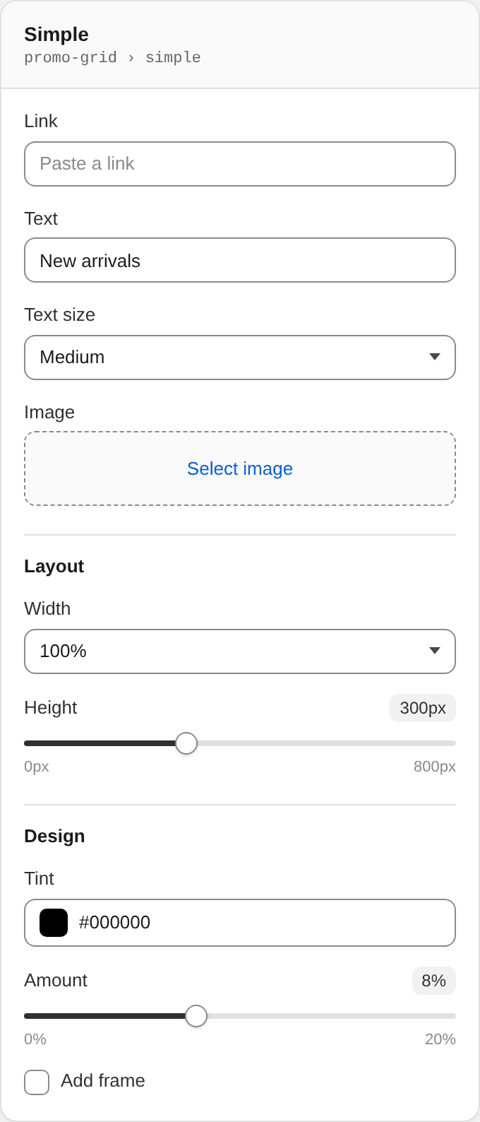 Simple settings