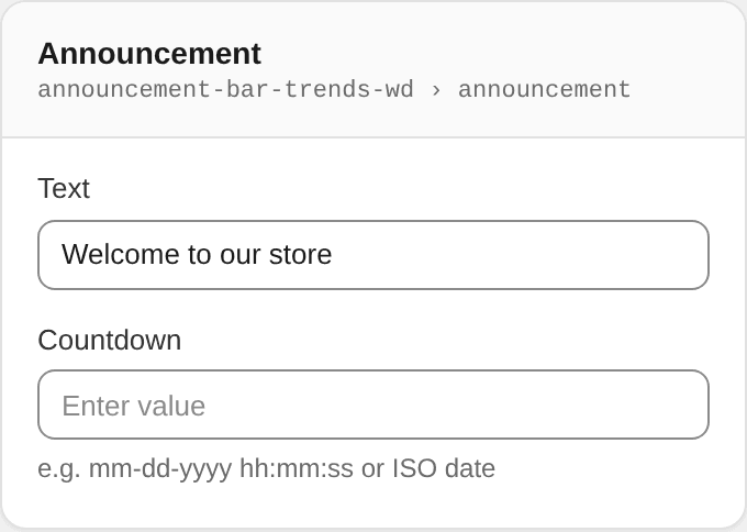 Announcement settings