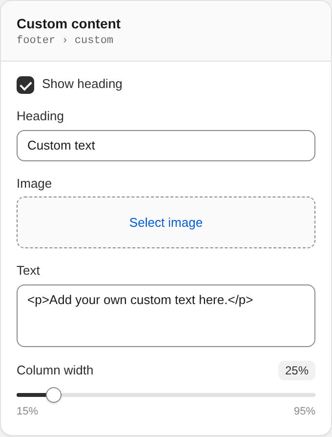 Custom content settings