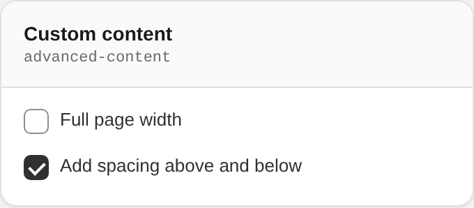 Custom content settings