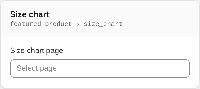 Size chart settings