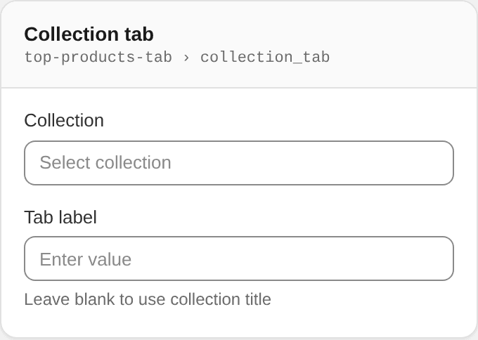 Collection tab settings