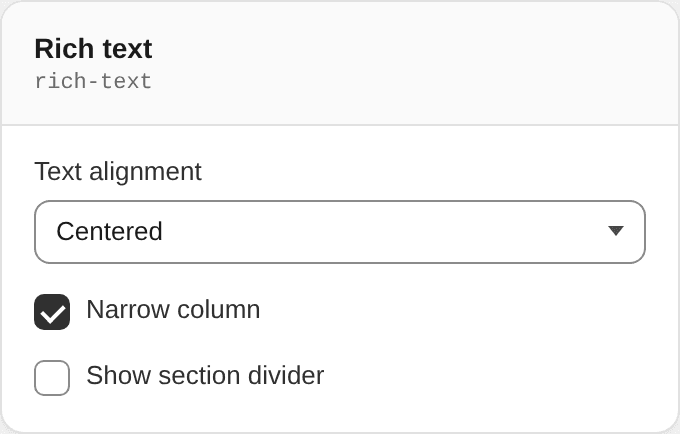 Rich text settings