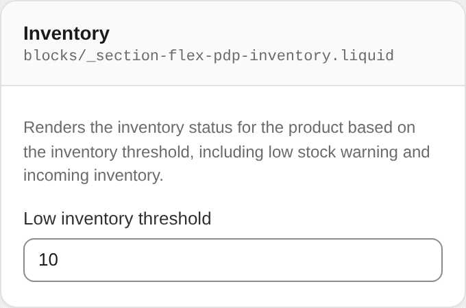 Inventory settings