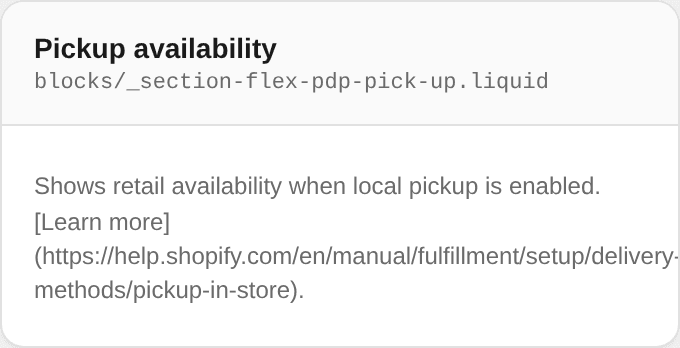 Pickup availability settings
