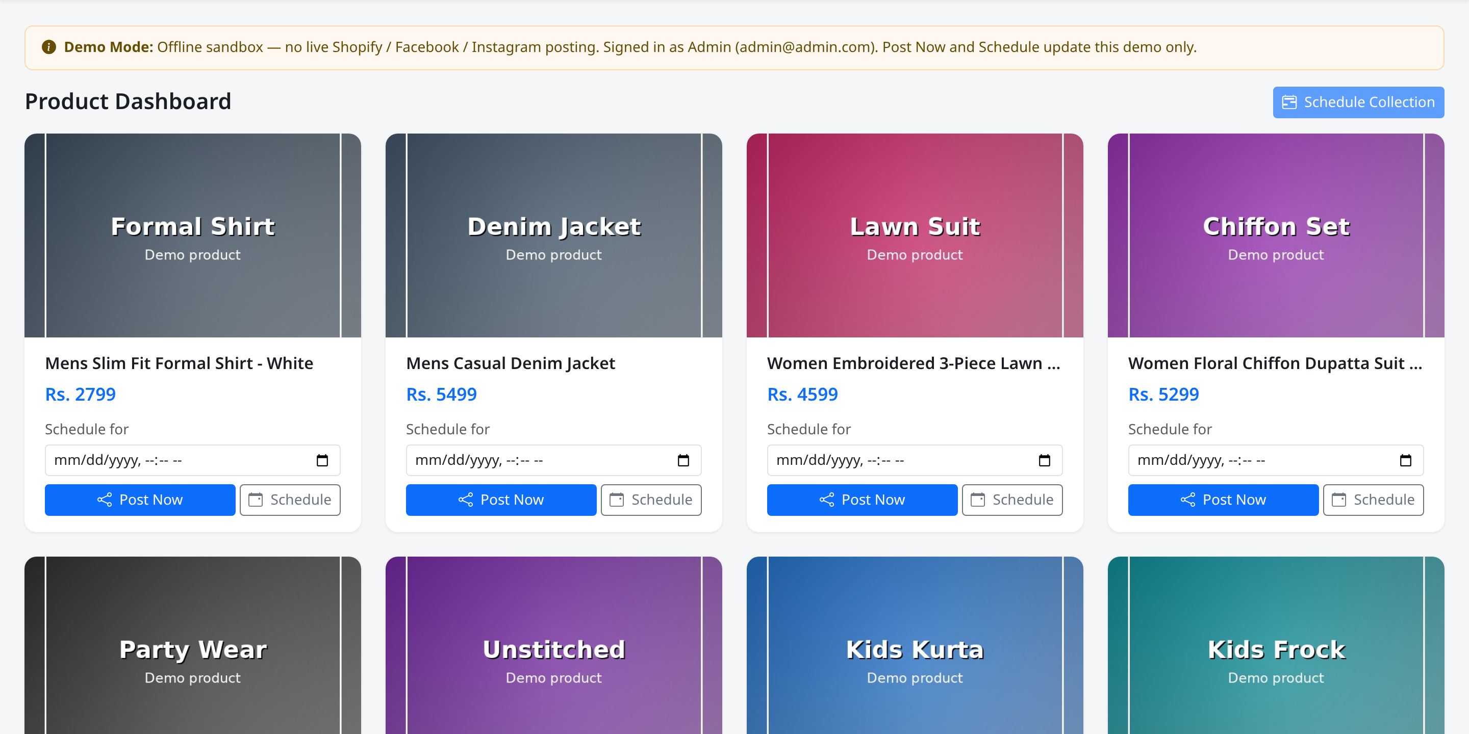 Product cards grid